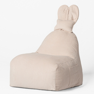 Uszata pufa siedzisko z oparciem Funny Bunny Sztruksowa - Beżowa