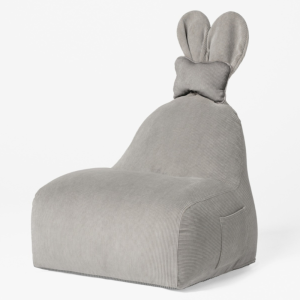 Uszata pufa siedzisko z oparciem Funny Bunny Sztruksowa - Szara