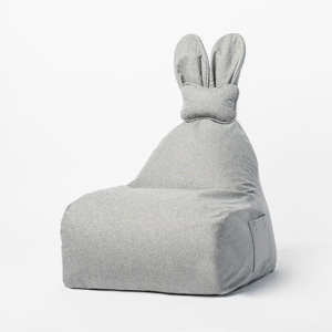 Uszata pufa siedzisko z oparciem Funny Bunny - Szara