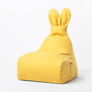 Uszata pufa siedzisko z oparciem Funny Bunny - Żółta
