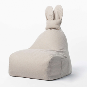 Uszata pufa siedzisko z oparciem Funny Bunny - Beżowa