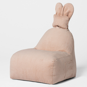 Uszata pufa siedzisko z oparciem Funny Bunny Sztruksowa - Różowa