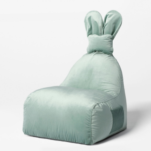 Uszata pufa siedzisko z oparciem Funny Bunny VELVET - Miętowa