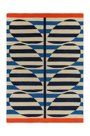 Zewnętrzny dywan niebiesko- beżowy w paski Orla Kiely Stripy Stem Azure