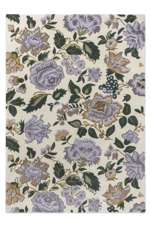 Beżowy dywan dziecięcy Laura Ashley Wendling Floral Heather Purple - fioletowe kwiaty