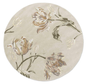 Beżowy dywan dziecięcy w tulipany Laura Ashley Gosford Natural/Sage Green Round