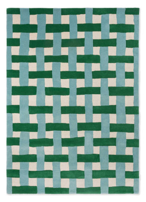 Szmaragdowo niebieski dywan Harlequin Basketweave Emerald Aquamarine