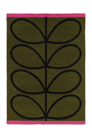 Zewnętrzny zielony dywan w liście Orla Kiely Linear Stem Olive