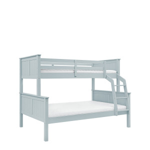 Frezowane łóżko piętrowe Collet 120 cm Trio pastelowy niebieski