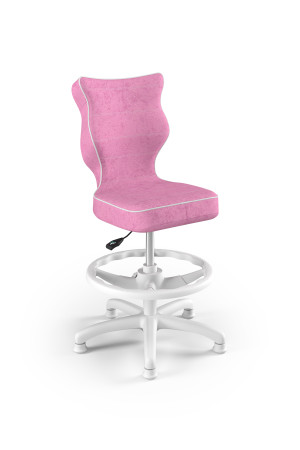 Entelo Ergonomiczne krzesło biurkowe dla dzieci Petit z podnóżkiem różowe białe
