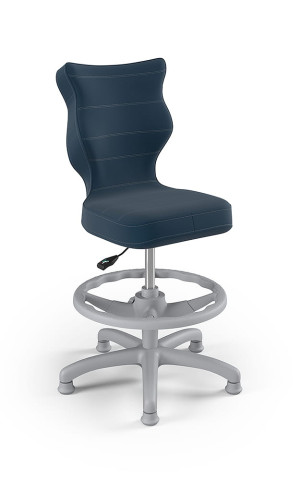 Entelo Ergonomiczne krzesło biurkowe dla dzieci Petit z podnóżkiem granatowy szara podstawa
