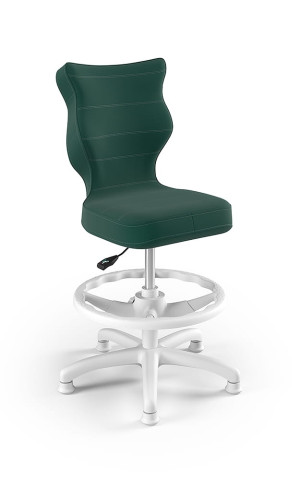 Entelo Ergonomiczne krzesło biurkowe dla dzieci Petit z podnóżkiem zielone biała podstawa