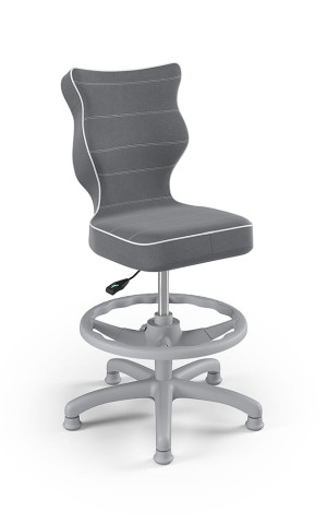Entelo Ergonomiczne krzesło biurkowe dla dzieci Petit z podnóżkiem szare z szarą podstawą
