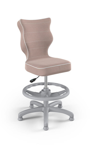 Entelo Ergonomiczne krzesło biurkowe dla dzieci Petit z podnóżkiem blady róż szara podstawa