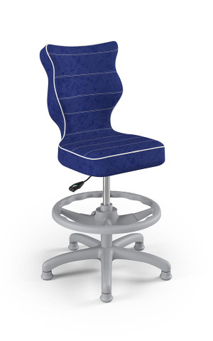 Entelo Ergonomiczne krzesło biurkowe dla dzieci Petit z podnóżkiem niebieskie szara podstawa