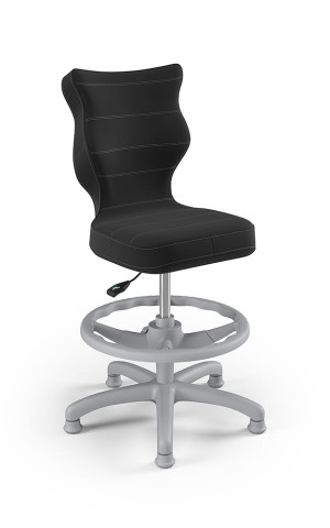 Entelo Ergonomiczne krzesło biurkowe dla dzieci Petit z podnóżkiem czarne szara podstawa