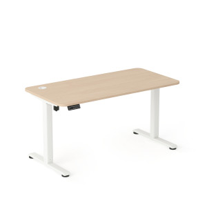 Entelo AXIO Biurko Elektryczne Regulowane 100x60 cm - Stelaż biały, Blat Brzoza