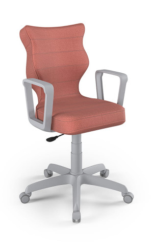 Entelo Ergonomiczne krzesło biurkowe dla dzieci Norm różowe szara podstawa