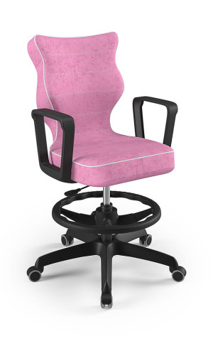 Entelo Ergonomiczne krzesło biurkowe dla dzieci Norm różowe czarna podstawa