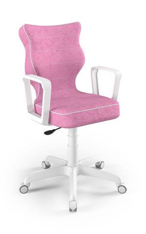 Entelo Ergonomiczne krzesło biurkowe dla dzieci Norm różowe biała podstawa