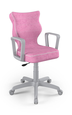 Entelo Ergonomiczne krzesło biurkowe dla dzieci Norm różowe szara podstawa