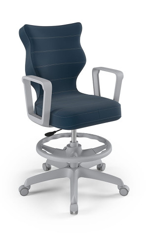 Entelo Ergonomiczne krzesło biurkowe dla dzieci Norm granatowe szara podstawa
