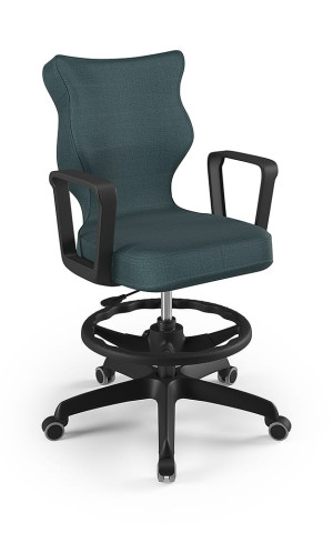 Entelo Ergonomiczne krzesło biurkowe dla dzieci Norm niebieskie czarna podstawa