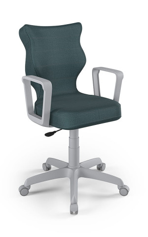Entelo Ergonomiczne krzesło biurkowe dla dzieci Norm niebieskie szara podstawa