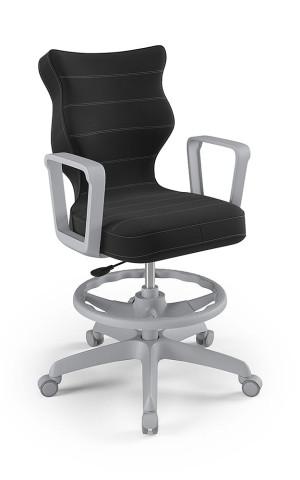 Entelo Ergonomiczne krzesło biurkowe dla dzieci Norm czarne szara podstawa