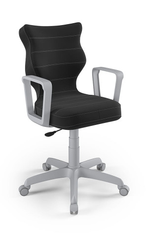 Entelo Ergonomiczne krzesło biurkowe dla dzieci Norm czarne szara podstawa