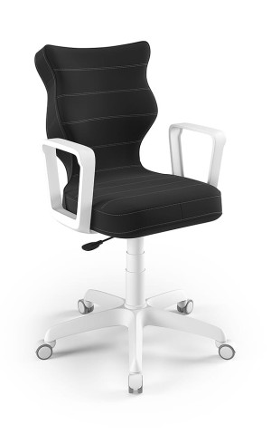 Entelo Ergonomiczne krzesło biurkowe dla dzieci Norm czarne biała podstawa