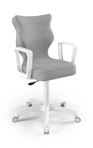 Entelo Ergonomiczne krzesło biurkowe dla dzieci Norm szare biała podstawa