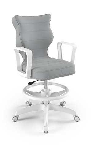 Entelo Ergonomiczne krzesło biurkowe dla dzieci Norm szare biała podstawa
