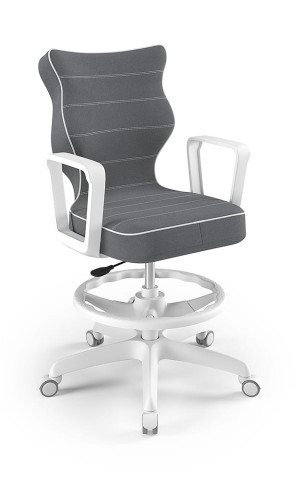 Entelo Ergonomiczne krzesło biurkowe dla dzieci Norm szare biała podstawa