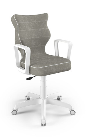 Entelo Ergonomiczne krzesło biurkowe dla dzieci Norm szare biała podstawa