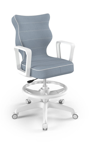 Entelo Ergonomiczne krzesło biurkowe dla dzieci Norm niebieskie biała podstawa