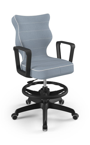 Entelo Ergonomiczne krzesło biurkowe dla dzieci Norm niebieskie czarna podstawa