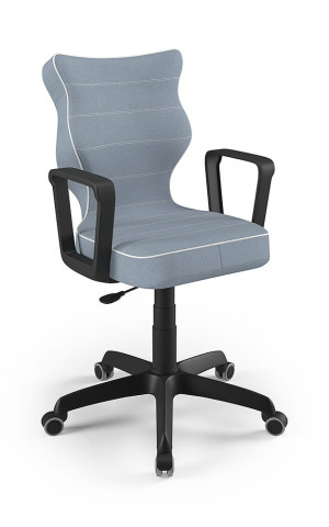 Entelo Ergonomiczne krzesło biurkowe dla dzieci Norm niebieskie czarna podstawa