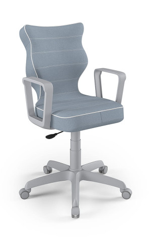 Entelo Ergonomiczne krzesło biurkowe dla dzieci Norm niebieskie szara podstawa