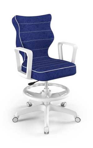 Entelo Ergonomiczne krzesło biurkowe dla dzieci Norm niebieskie biała podstawa