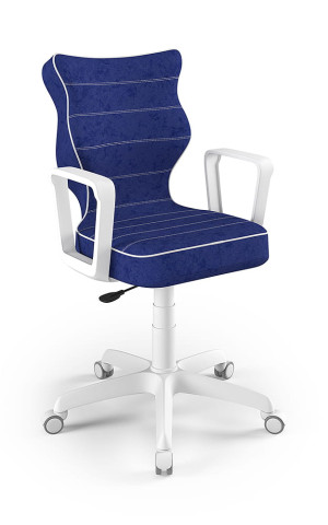 Entelo Ergonomiczne krzesło biurkowe dla dzieci Norm niebieskie biała podstawa