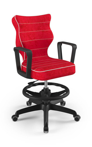 Entelo Ergonomiczne krzesło biurkowe dla dzieci Norm czerwone czarna podstawa