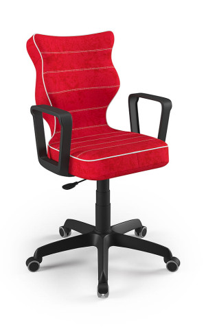 Entelo Ergonomiczne krzesło biurkowe dla dzieci Norm czerwone czarna podstawa