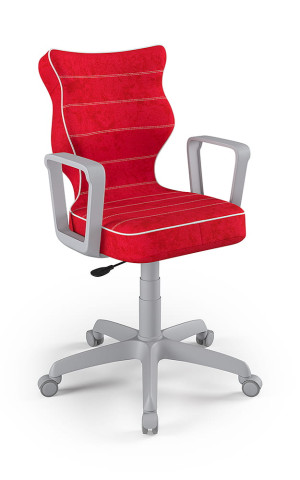 Entelo Ergonomiczne krzesło biurkowe dla dzieci Norm czerwone szara podstawa
