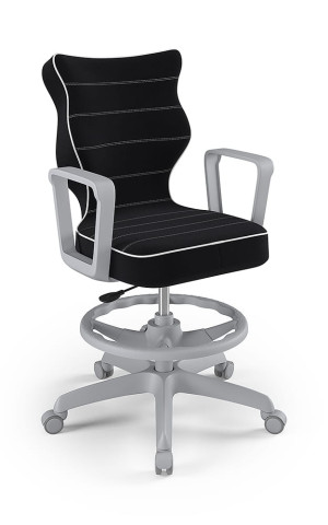 Entelo Ergonomiczne krzesło biurkowe dla dzieci Norm czarne szara podstawa