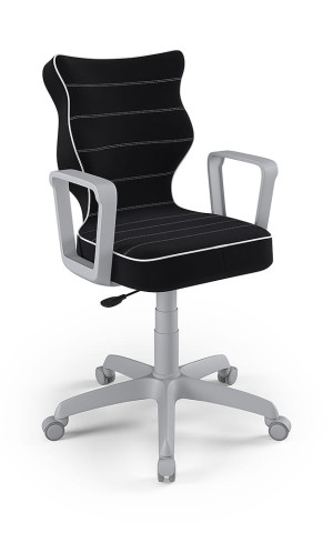Entelo Ergonomiczne krzesło biurkowe dla dzieci Norm czarne szara podstawa