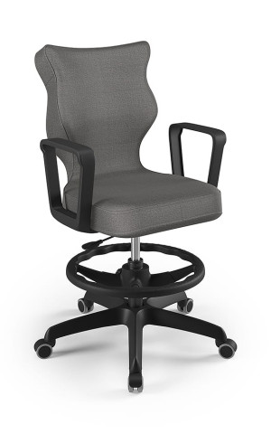 Entelo Ergonomiczne krzesło biurkowe dla dzieci Norm ciemny szary czarna podstawa
