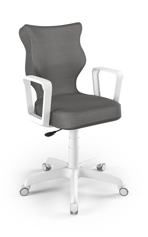 Entelo Ergonomiczne krzesło biurkowe dla dzieci Norm ciemny szary biała podstawa