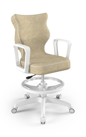 Entelo Ergonomiczne krzesło biurkowe dla dzieci Norm beżowe biała podstawa
