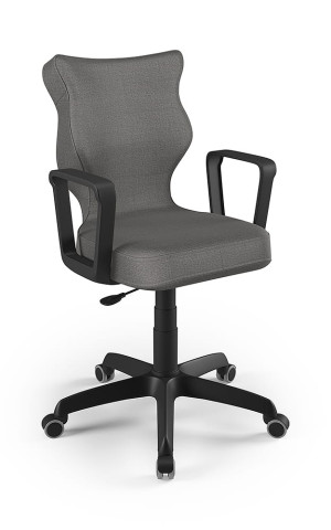 Entelo Ergonomiczne krzesło biurkowe dla dzieci Norm ciemny szary czarna podstawa
